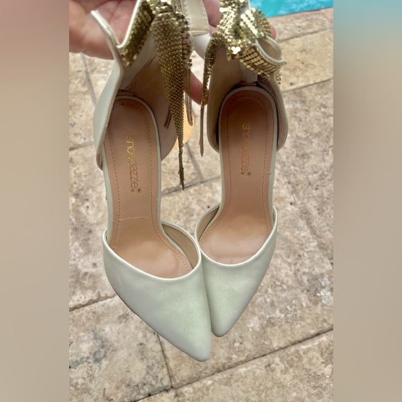 Shoedazzle AYESHA Ankle Strap Chain Stiletto Closed Toe Pump - Picture 8 of 13